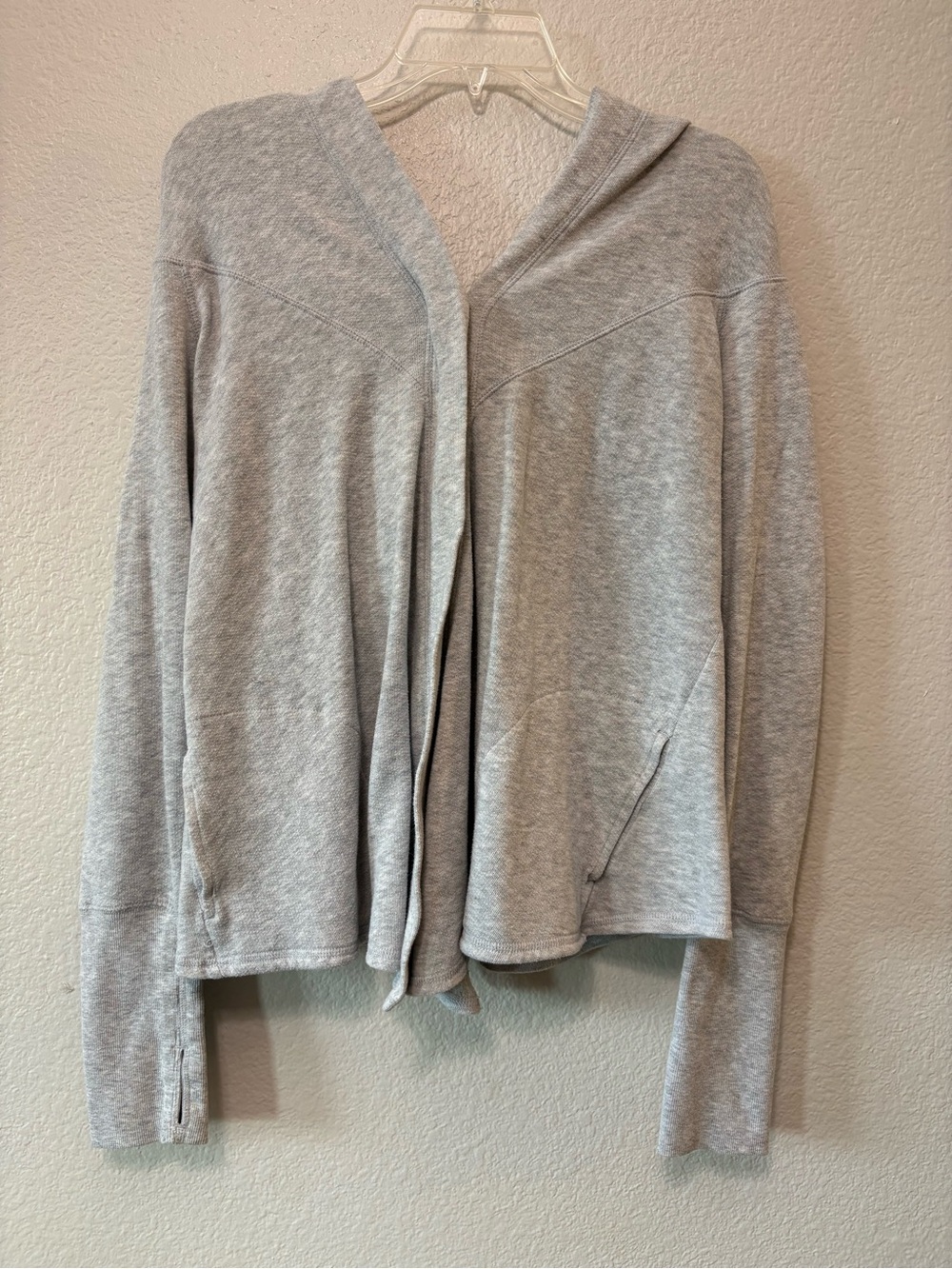 Zella Light Gray Open-Front Hooded Cardigan